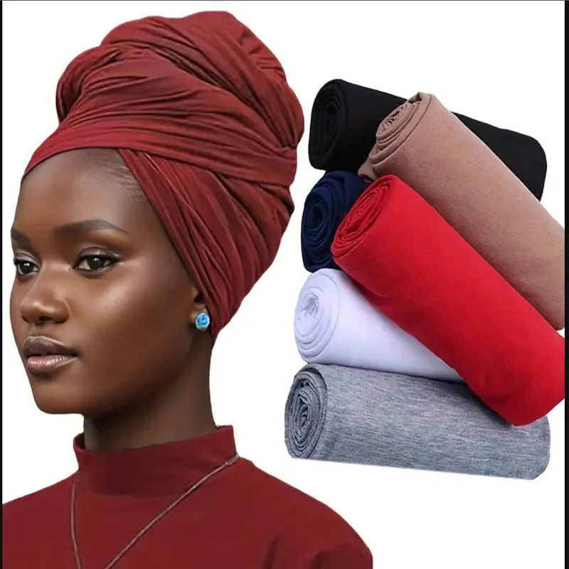 Wrap Headband For Women Long Lightweight Solid Color jersey Hijab Scarf Headband Ideal For Braids