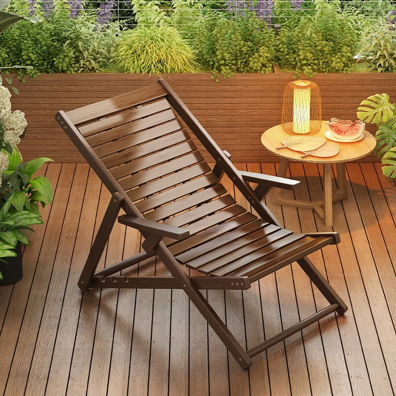 Bamboo Folding Lounge Chair Four-speed Adjustable Comfortable Summer Sleeping Chair Modern Living Room Courtyard Home Furniture
