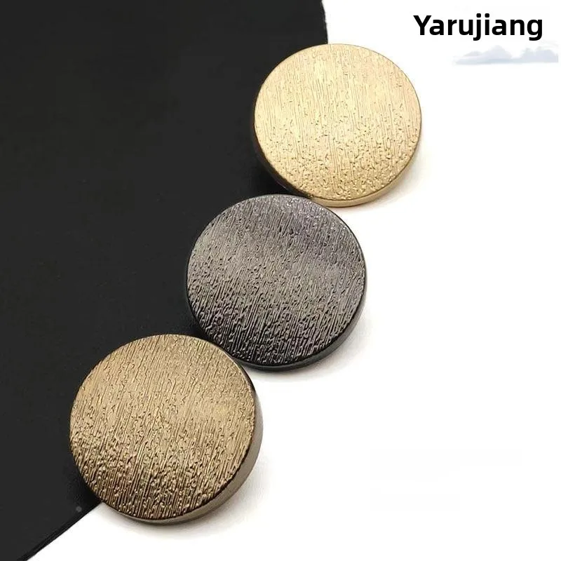 

High-End Women's Metal No-Sew Cashmere Coat Buttons Flat Decorative Versatile Woolen Outerwear Gold Color Sewing DIY Accessories