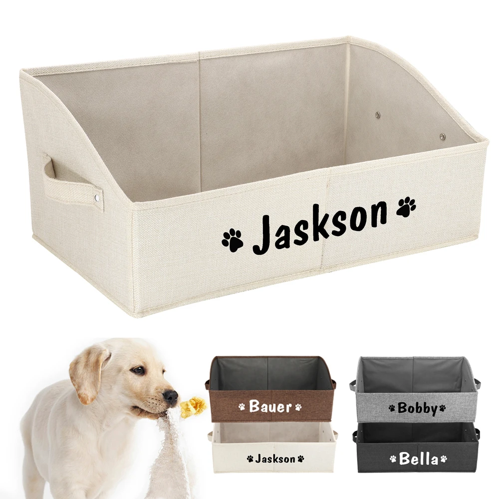 Personalized Dog Storage Basket Cat Nest Folding Pet Storage Box Free Print Name Paw Dogs Baskets For Dogs Toy Clothes Shoes