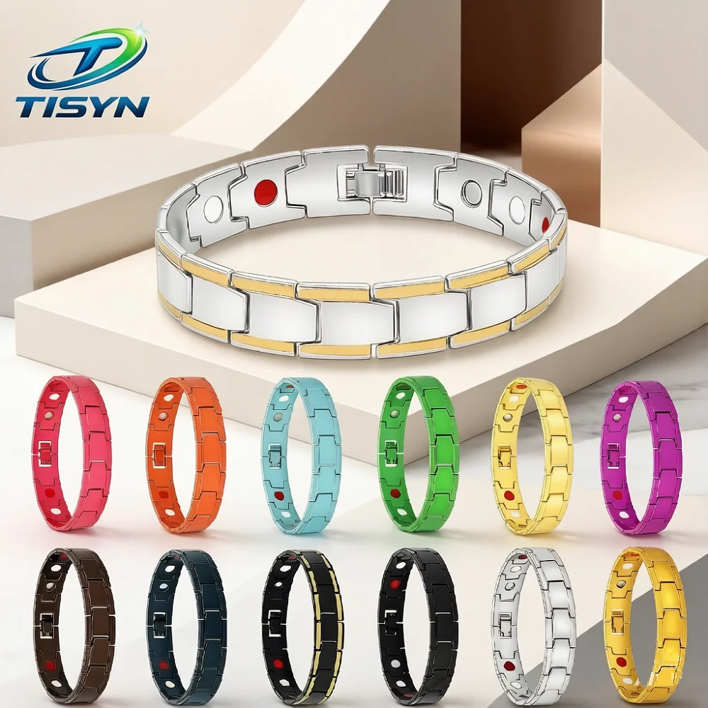 Zinc Alloy Magnetic Therapy Bracelet for Men Women 13 Colors Magnetic Health Bracelet, Fashionable & Durable Link Chain Bracelet
