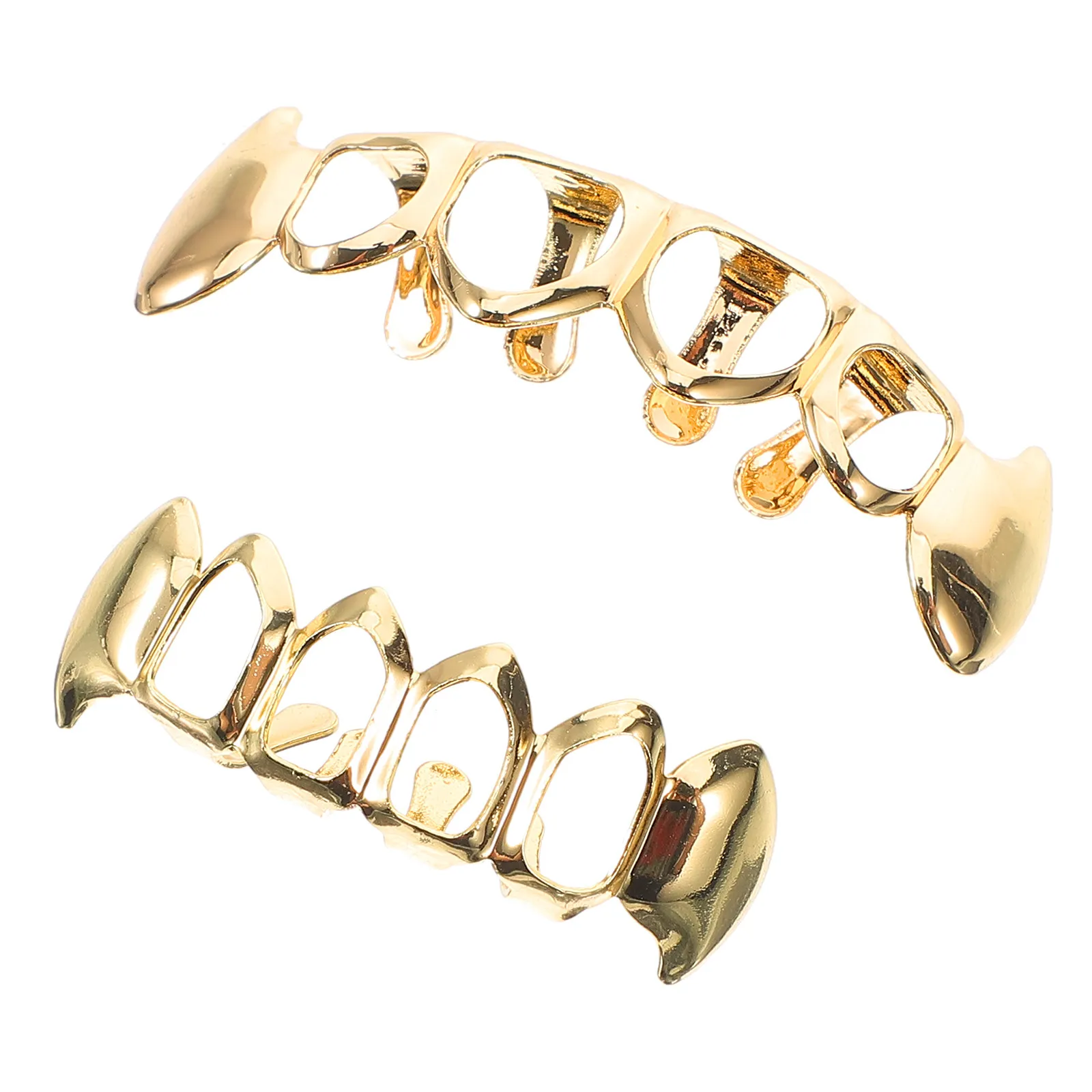 1Set Plated Gold Decorative Teeth Grill for Hip Hop Rap Culture Lightweight Stable Fit Metal Mouth Grill Set for Festivals