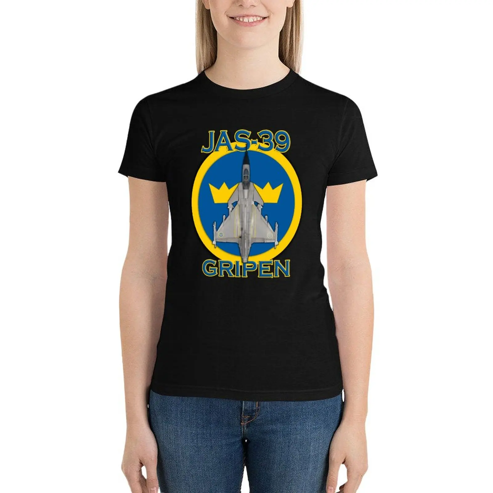 JAS-39 Gripen Swedish air force T-Shirt Female clothing animal print shirt for girls t-shirt dress for Women long