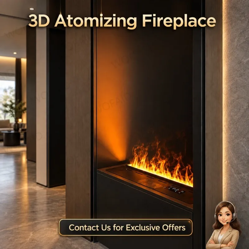 WOFAID Smart 3D Water Vapor Electric Fireplace APP Control Colorful LED Mist Flame for Living Room Media Wall Indoor Home Decor