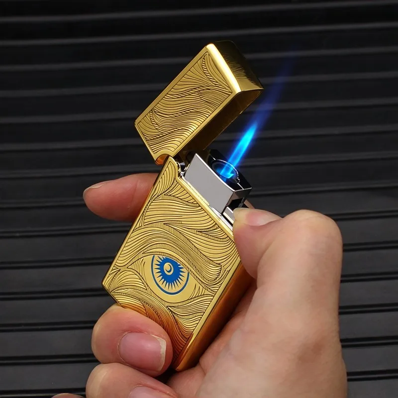 Carving full visual lighter, steel sound, loud sound, refillable gas, windproof lighter, men's gift