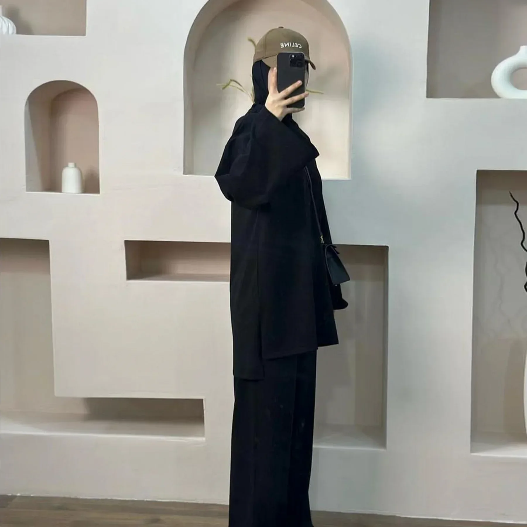 Simples casual abaya 2 peça conjunto turquia topo e calças conjuntos muçulmanos abayas para mulheres dubai kaftan islam outfits conjuntos muçulmanos