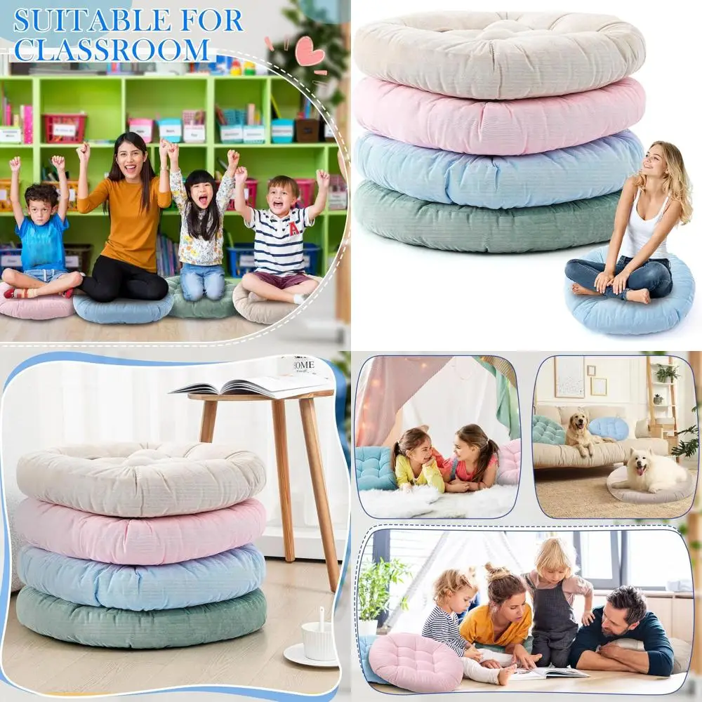 

Round 22 Large Square Floor Pillows - Ideal for Meditation, Picnics, Parties, Seating, and Christmas Gifts (Light Colors, Set of
