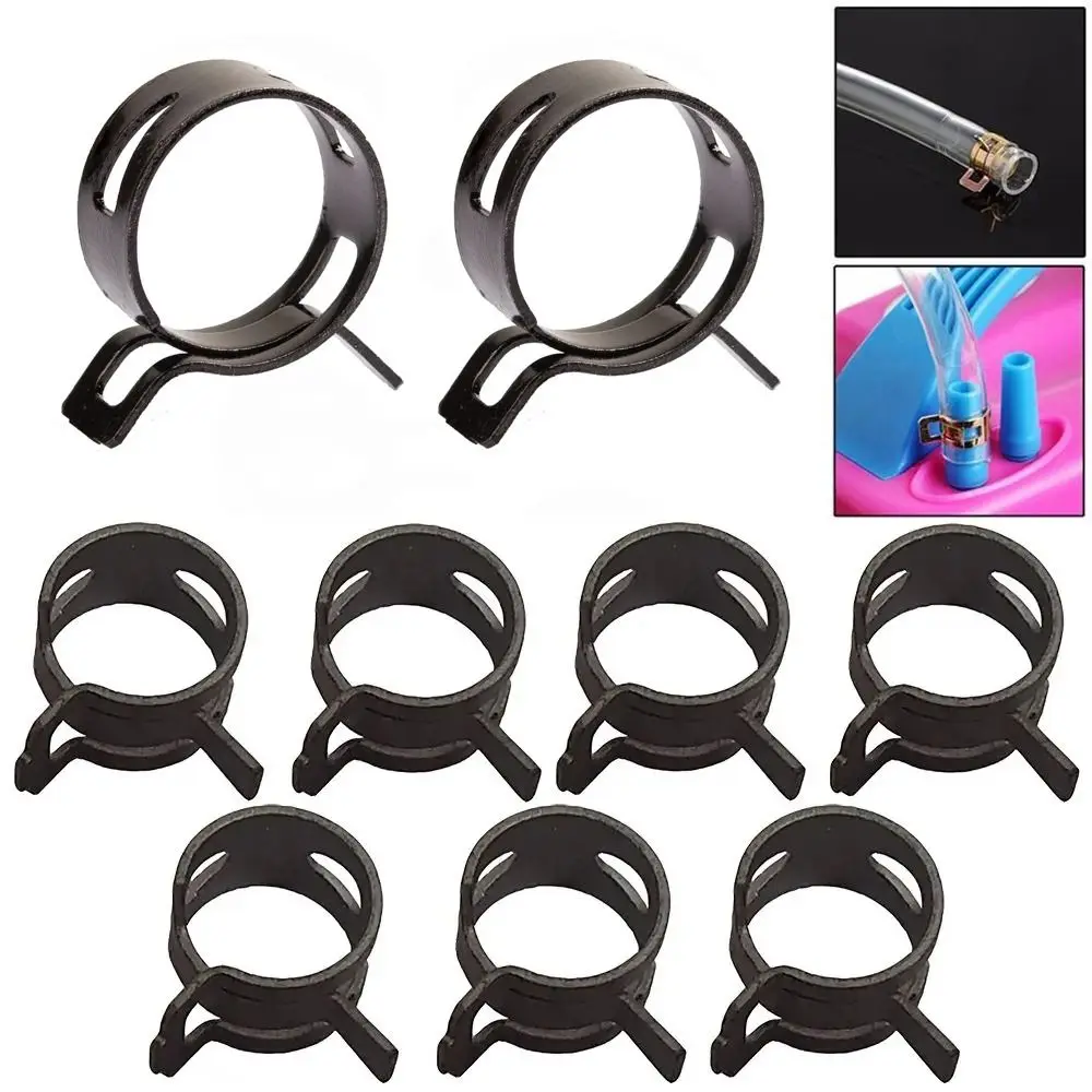 20Pcs/Lot Tube Clamp Spring Clips for Fuel Oil Line Water Hose Pipe Elastic Buckle Fastener Black 65MN Manganese Steel Pipe Hoop
