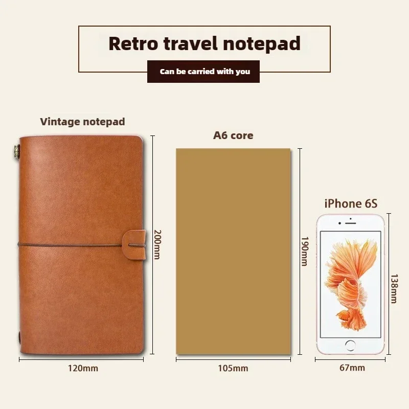 Retro Leather Strap Creative Hand Ledger Creative Multifunctional A6 Retro Portable Travel Loose-leaf Notepad Diary Notebook