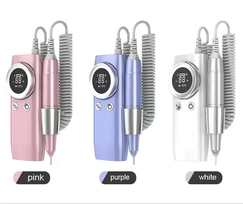 Professional 45000 RPM Rechargeable Nail Drill Machine LCD Display Portable for Salon Gel Acrylic Nails