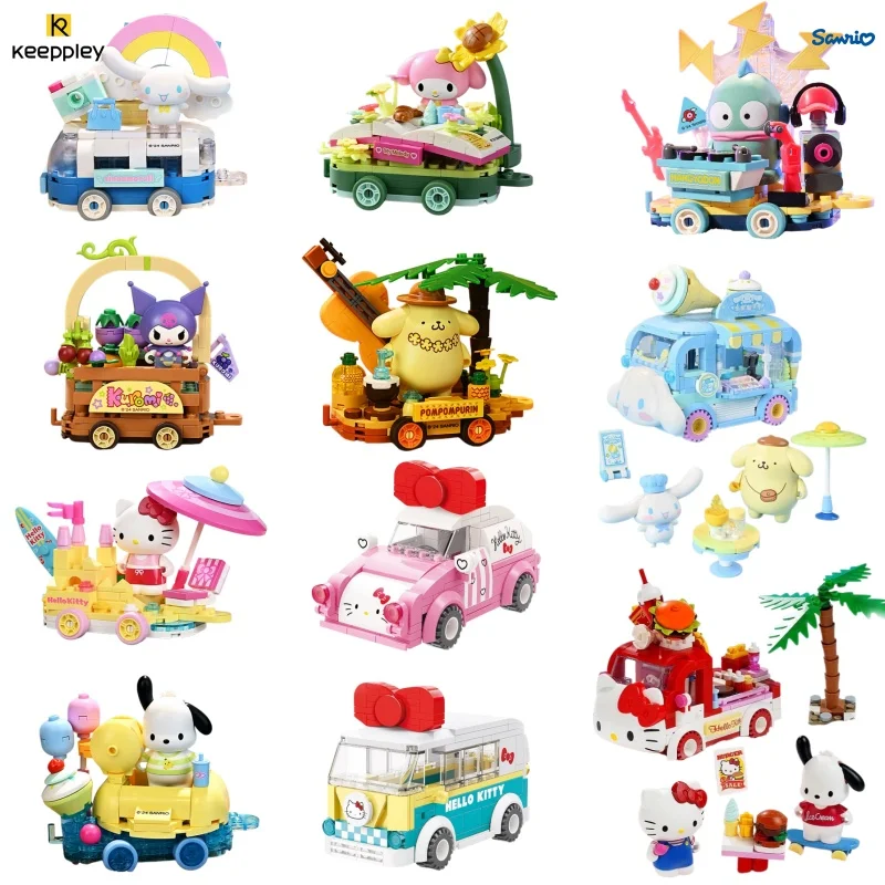 Keeppley Sanrio Family Series Bausteine Float Parade Montagemodell Hello Kitty Kuromi My Melody Ornament Spielzeug Geschenke