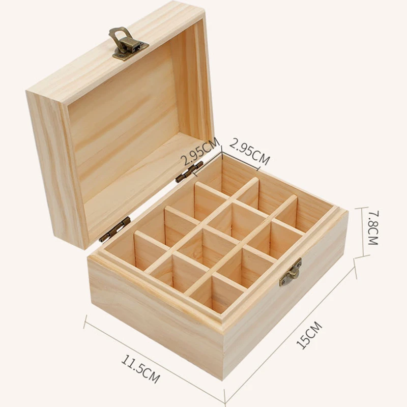 Wooden Storage Box 12/25 Slots Carry Organizer Essential Oil Bottles Aromatherapy Container Storage Box Case