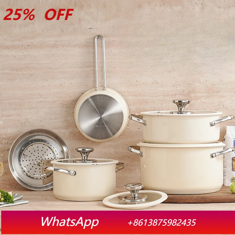 

LLMM stainless steel pot set thickened household ceramic paint soup pot