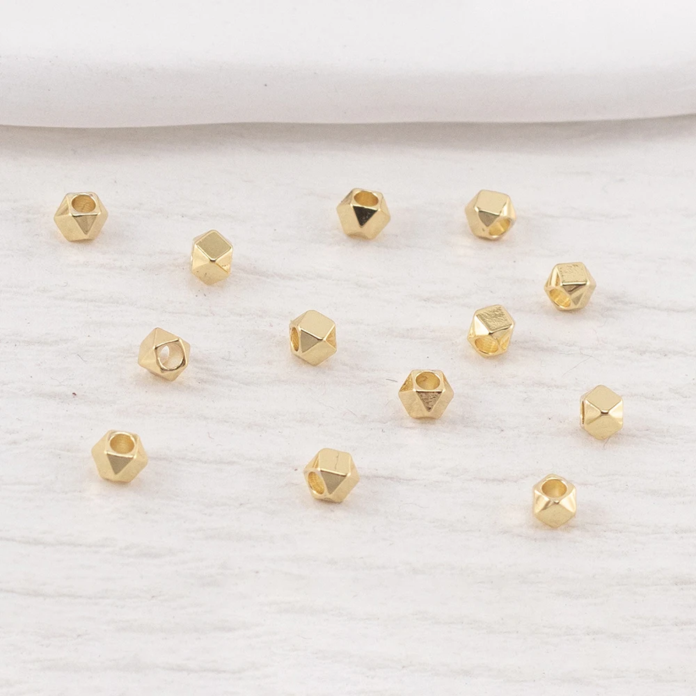 Brass Spacer Beads to Make Bracelet Necklace Loose Polygon Cubic Silver and Gold Color Plated Diy Jewelry Making Findings