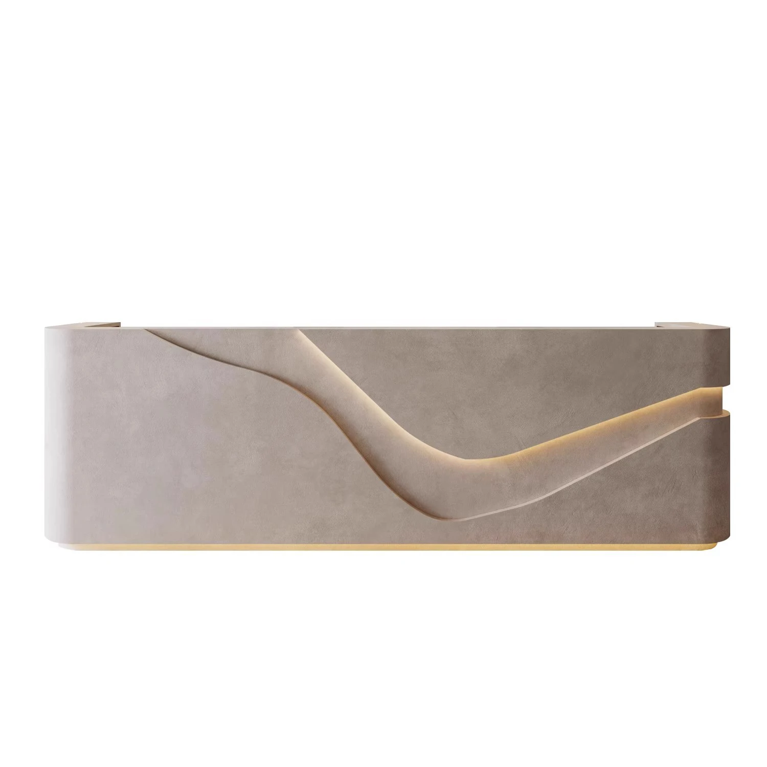 

&c Modern Fluted Wood Front Desk Reception Desk Boutique Hotel Employee Desk for Spa