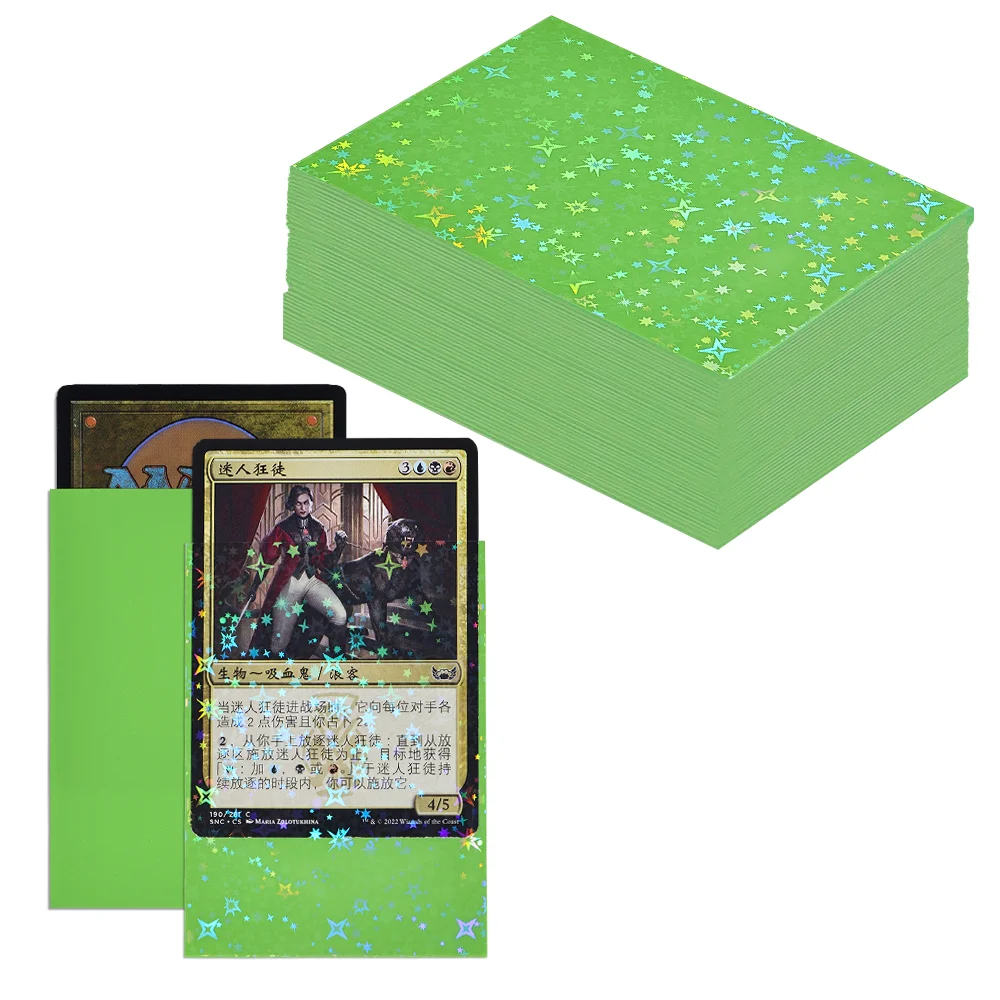 60 Stück Holografische Sternkartenhüllen Standardgröße 66x91mm für TCG/MTG Spielkarten Idol-Foto Sportkarten Schützen Sie Ihre Karten – Detail 13