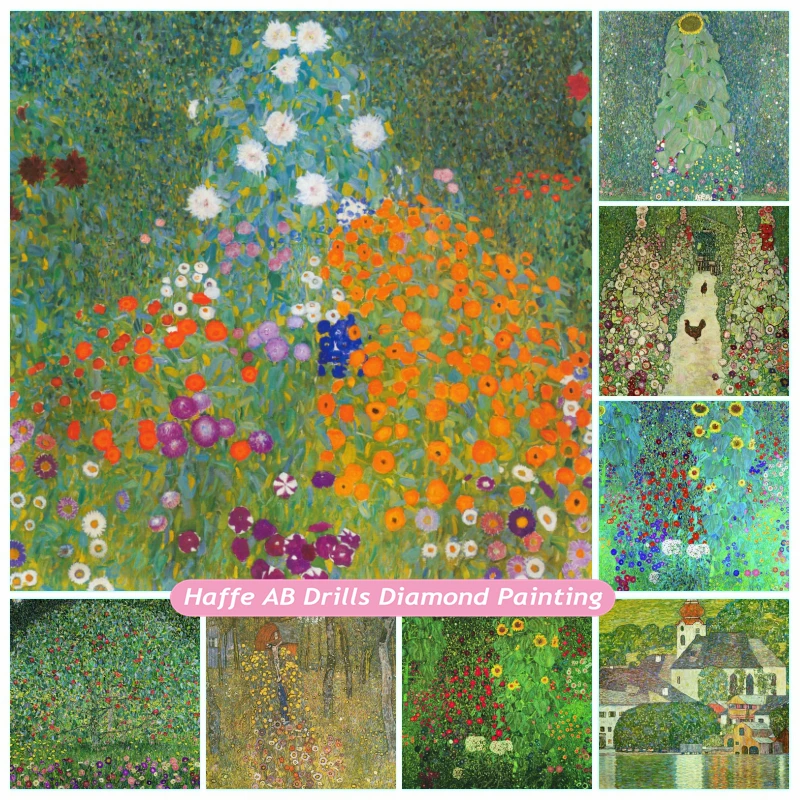 

Gustav Klimt Bauerngarten Landscape AB Diamond Painting Kits Fruit Trees And Sunflower Famous Art Cross Stitch Embroidery Decor