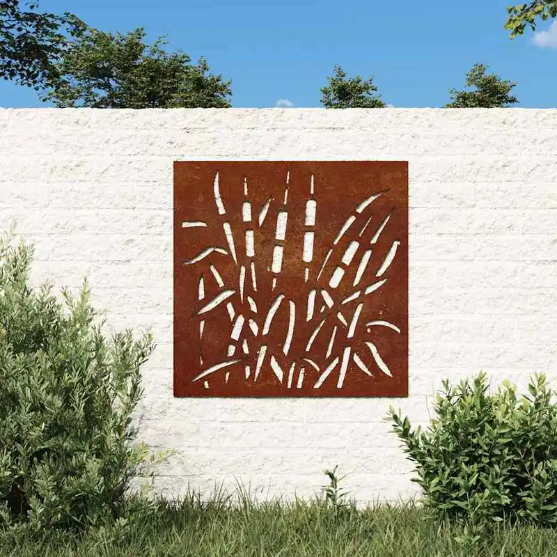 Garten-Wanddekoration 55x55 cm Cortenstahl Grasdesign, geeignet für Gärten, moderner Stil