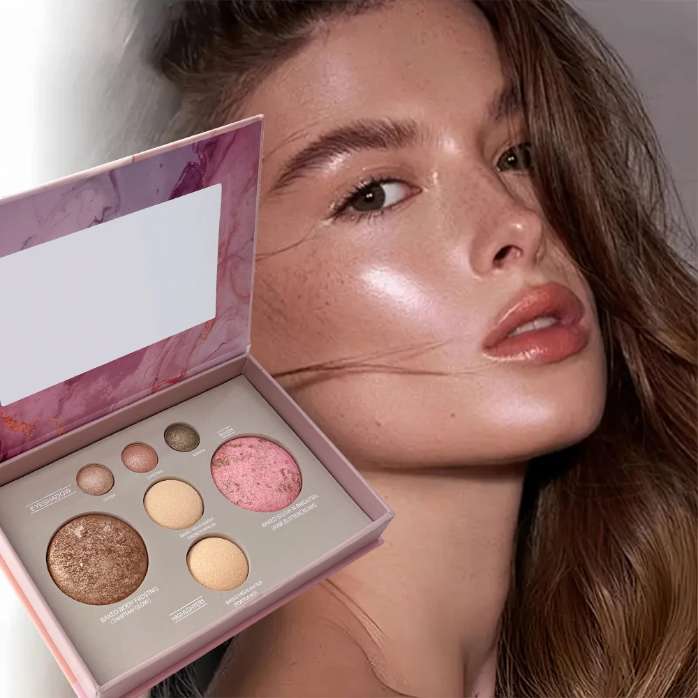 Multi-functional portable makeup palette, 7-color eyeshadow, contour, blush, highlighter all in one palette, easy to apply