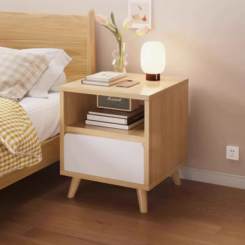 Minimalist White Nightstands Women Nordic Korean Unique Storage Bedside Table Drawer Aesthetic Wooden Mesitas De Noche Furniture