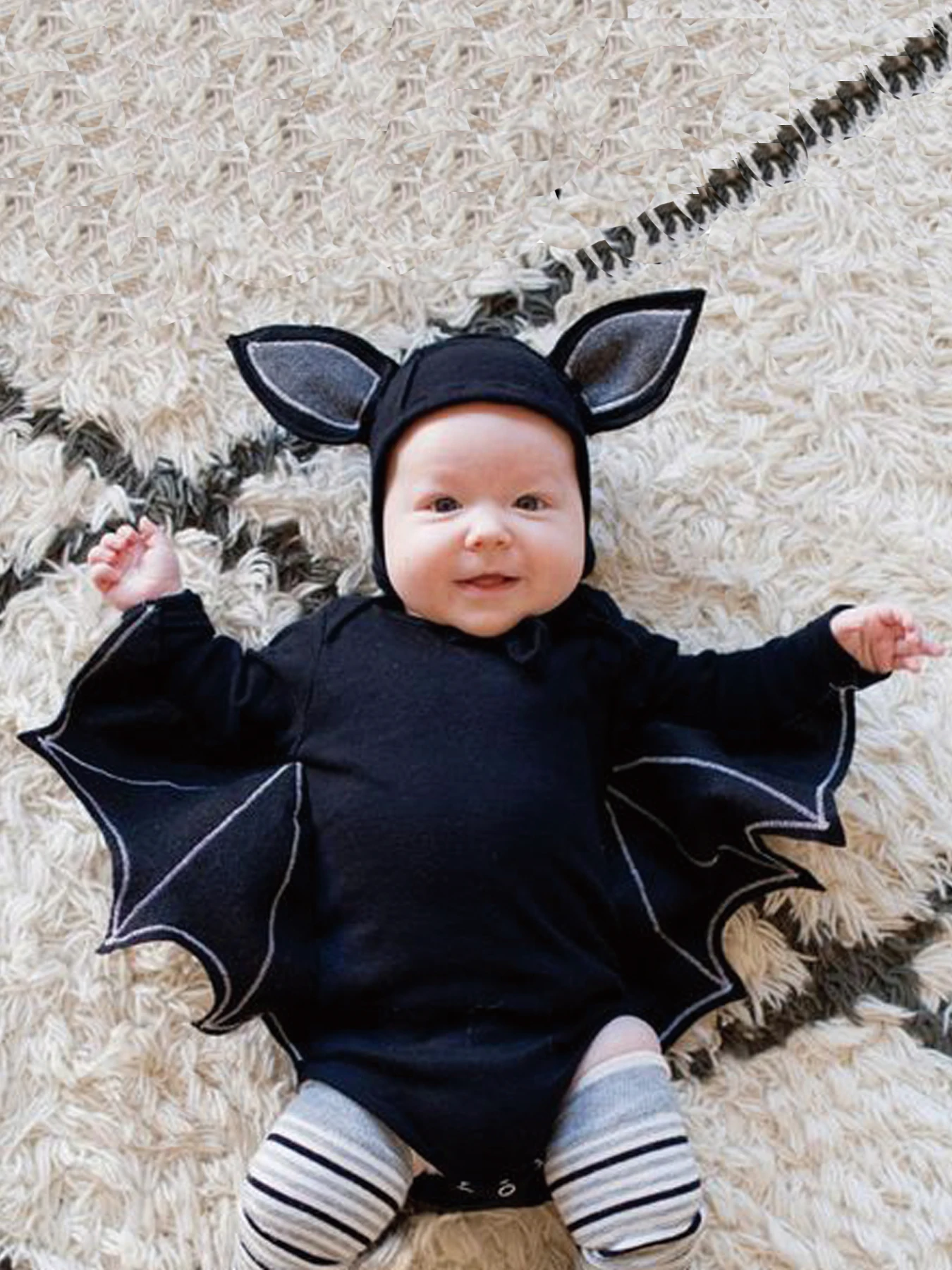 Boys and girls European and American spring and autumn Halloween Batman hooded long-sleeved jumpsuit romper two-piece children&#