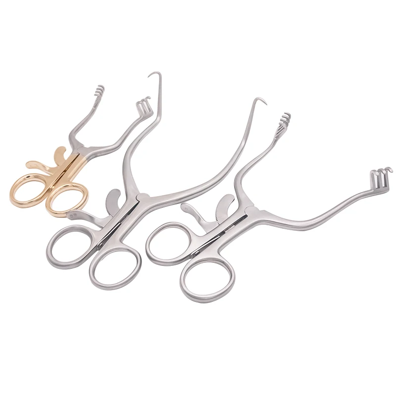 

Gold handle orthopedic equipment expander mastoid spreader adjustable and automatically fixed multi-hook skin retractor forceps