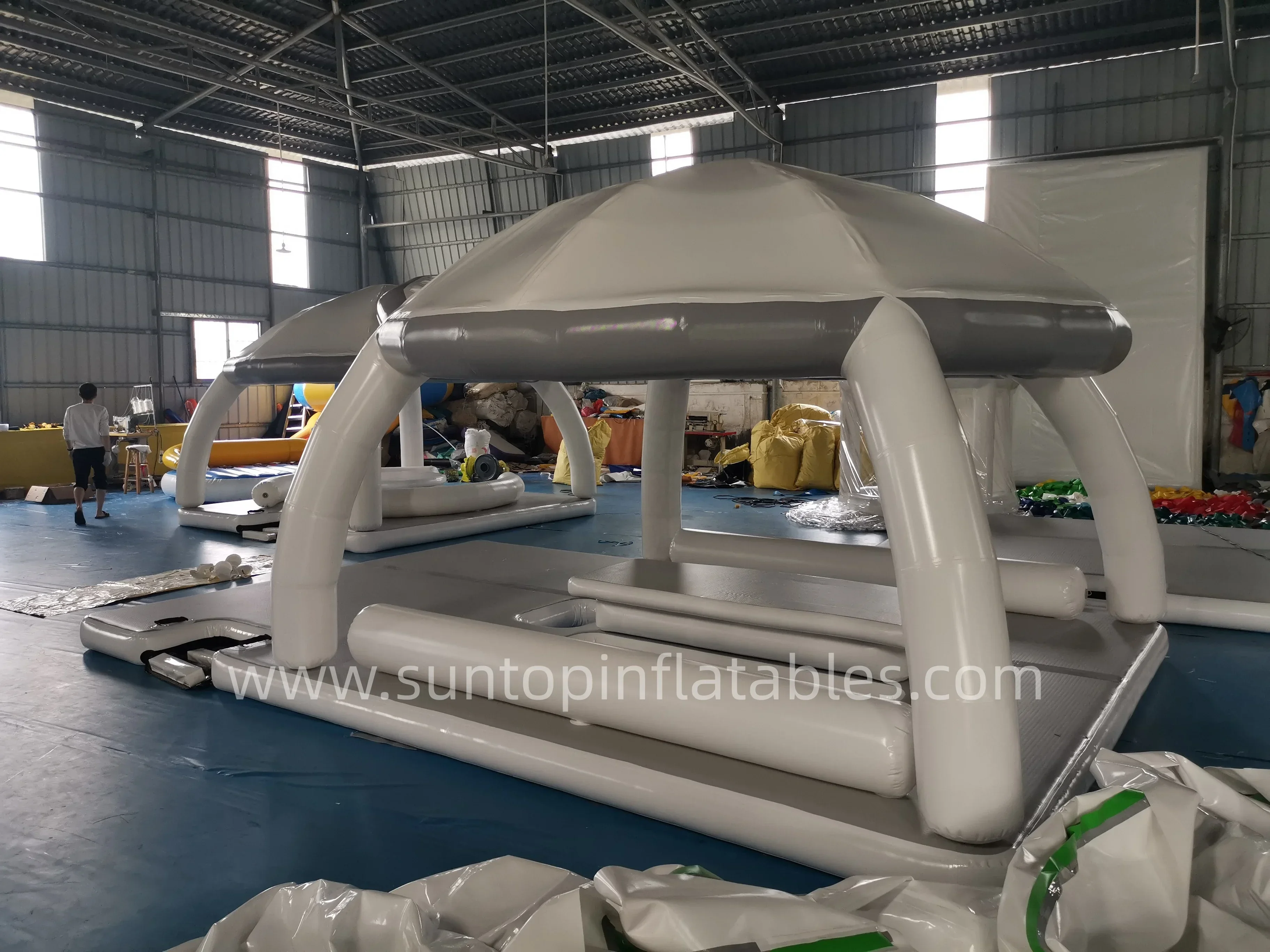 Commercial Inflatable Water Play Equipment Water Platform Island Pool Slide Floating Dock For Raft Pontoon Boat high quality