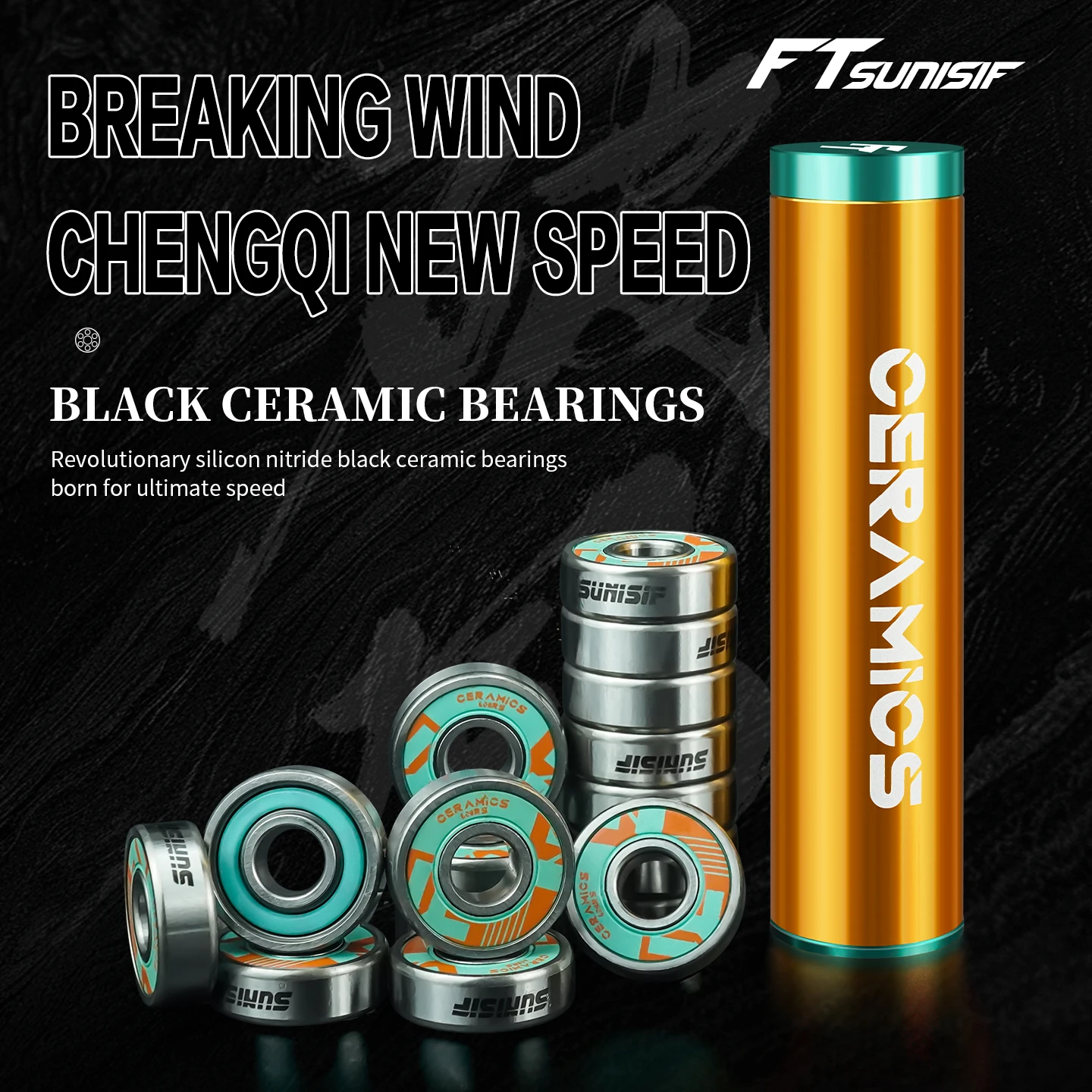 Sunisif Durable Outdoor Sports Roller Skates and Shoes Accessory Black and Gold Ceramic Bearing Brand New