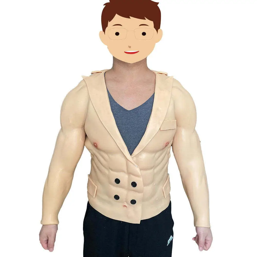 

Realistic Fashion Man Six-Pack Simulation Muscles Skin Tone Jacket Male Macho Silicone Muscle Belly Suit cosplay