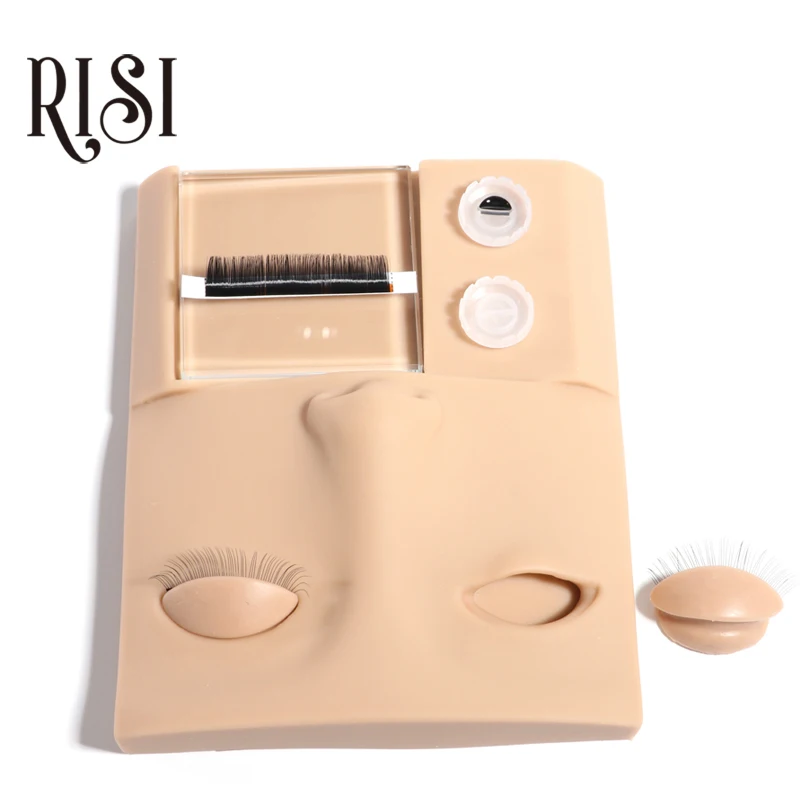 RISI Professional Mannequin Eyelash Extension With Eyelid Professional Practice Eyelash Mannequin Head For Eyelash Extension