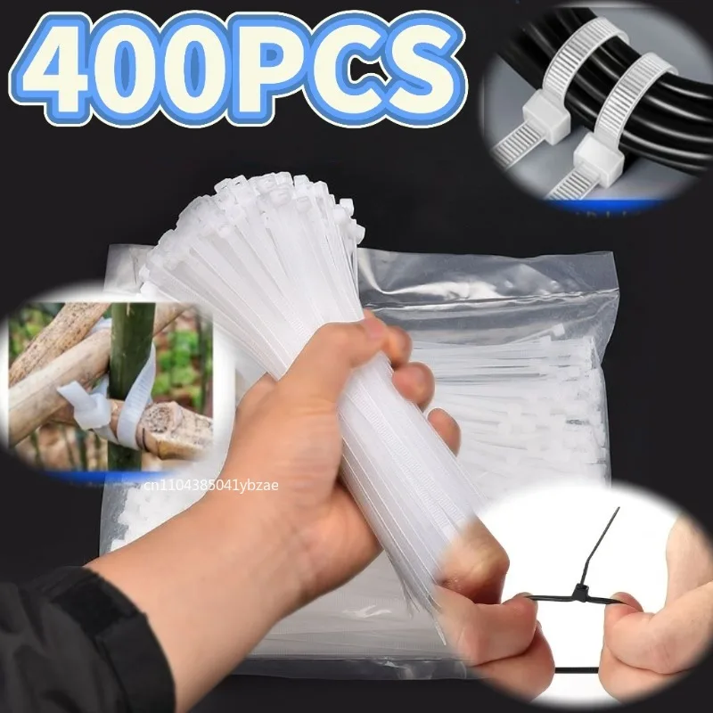 

100-400 шт. нейлоновые самоблокирующиеся стяжки, черные прочные антикоррозийные и незамерзающие высокопрочные веревочные стяжки