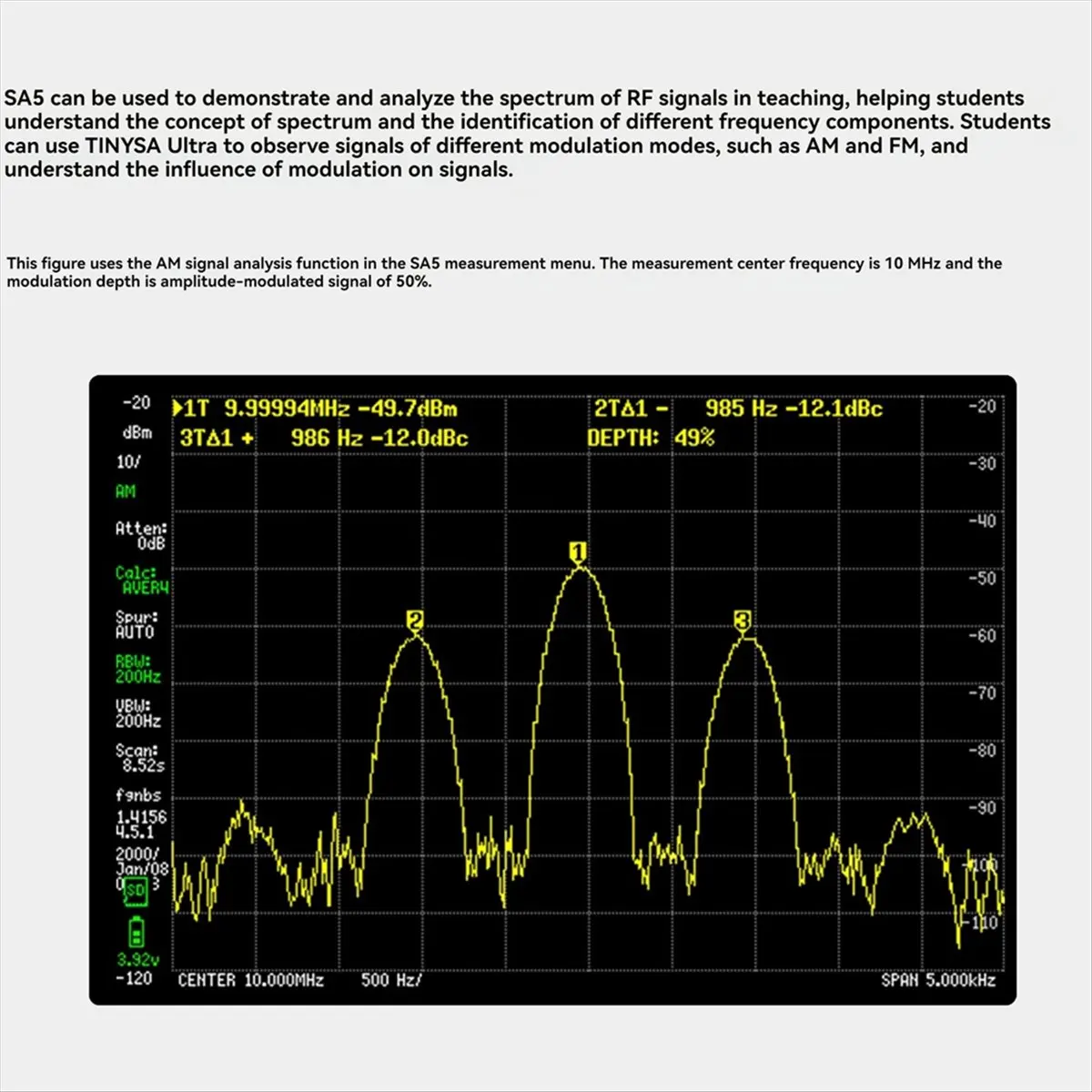 【Measuring】 4inch IPS LCD SA5 Multi-Function Handheld Spectrum Analyzer 100k-5.3GHz Signal Generator with Battery