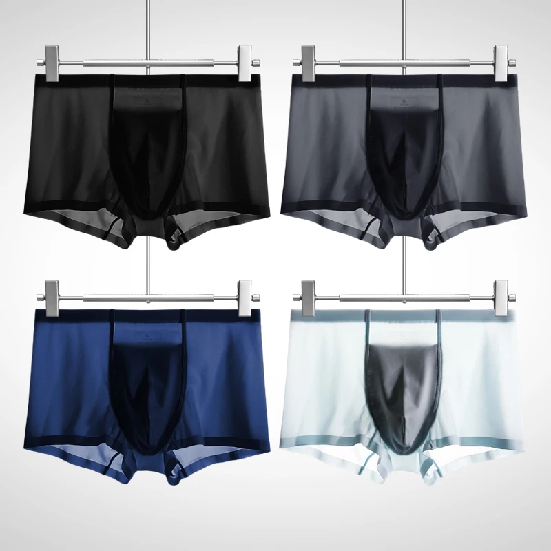 

5PCS Men's underwear, men's briefs, ice thread seamless, four-cornered shorts, trendy and individual style, breathable