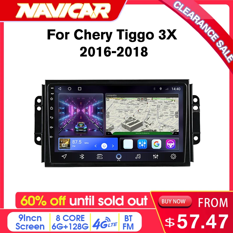 Radio con GPS para coche, reproductor Multimedia con Android 10,0, 60% de descuento, 2 Din, Carplay, para Chery Tiggo 3X, 2016, 2017, 2018