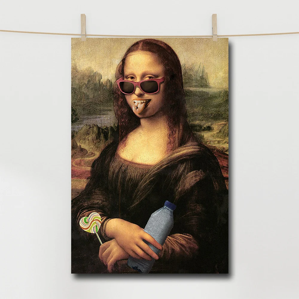 Naughty Mona Lisa Wall Art Room Decoration Canvas Painting Funny Poster Print Mural Home Decor Items Illustration