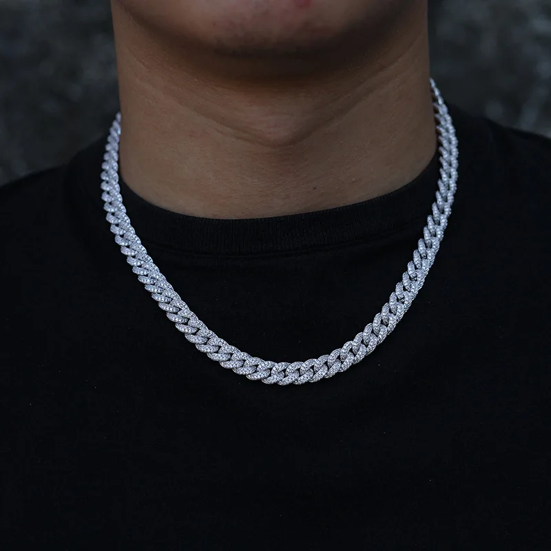 Internet celebrities with hot 8mm full of zircon Cuban chain personality hip hop tide brand bubble ball necklace