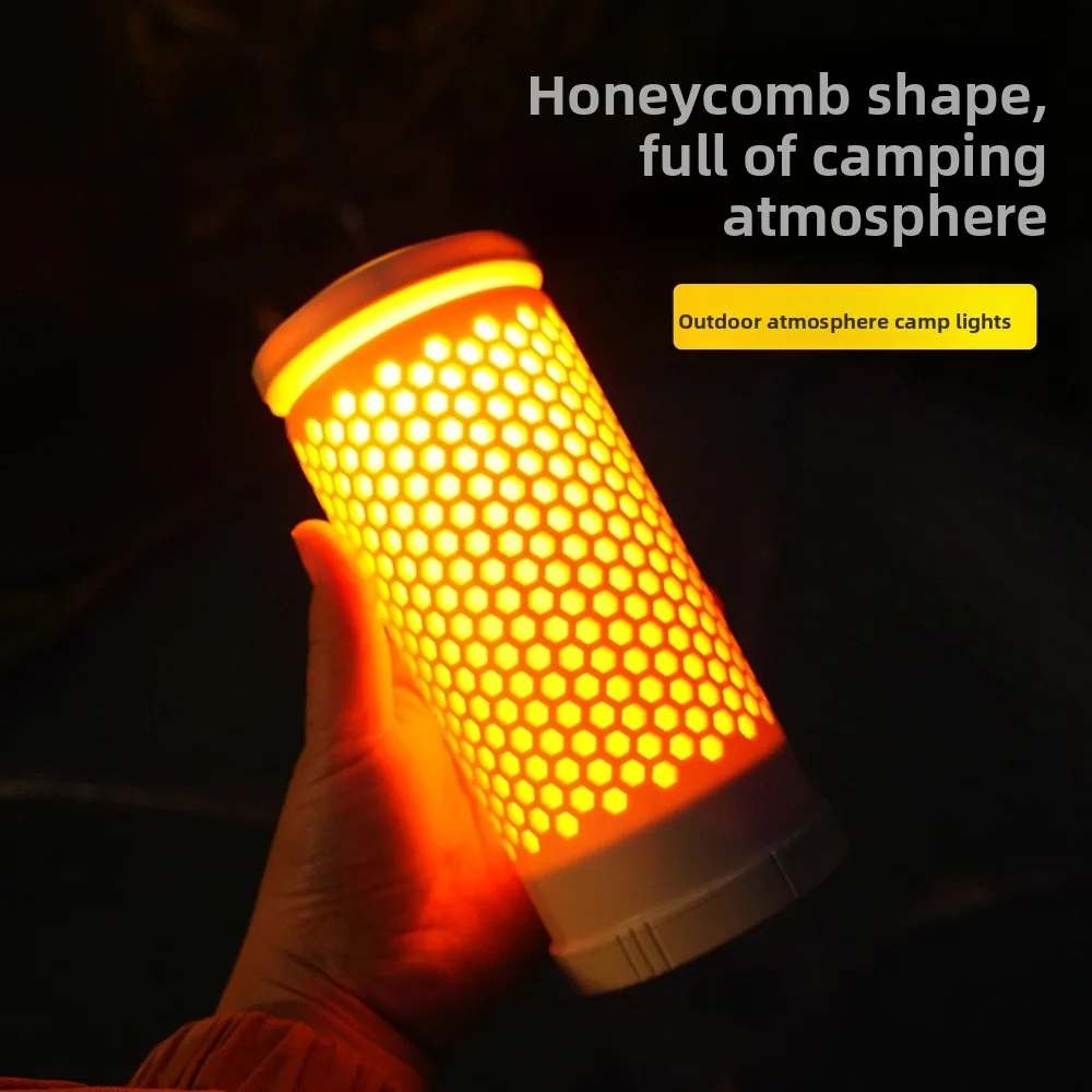 Luz de Camping de 2600mAH, linterna recargable escalable de doble Color, recargable por USB, linterna de panal de 4 modos para acampar al aire libre