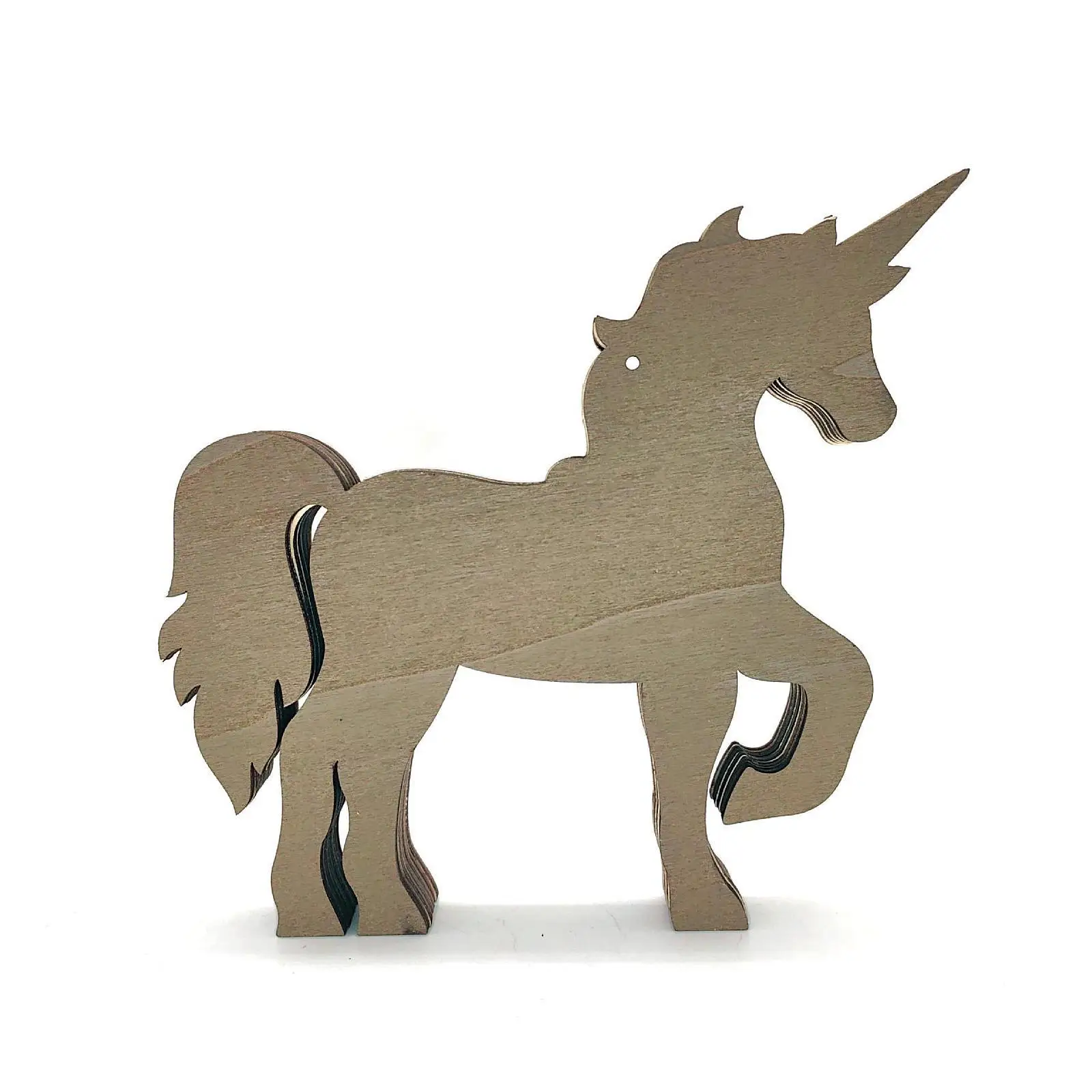 Unicorns Statue Wooden Multilayer Carving Ornament Figurine Decorative Sculpture Home Accent Miniature Unicorn Figure for