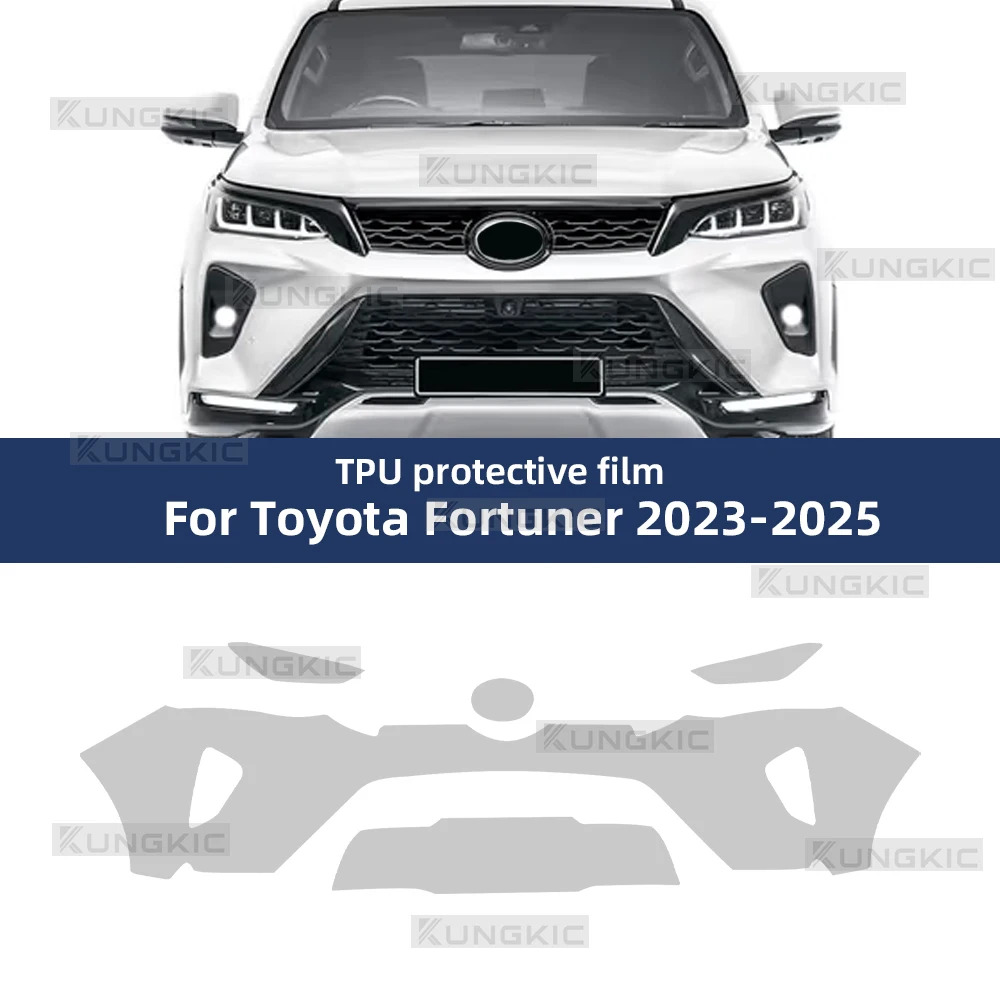 

Для Toyota Fortuner 2023 2024 2025 автомобильная предварительно вырезанная защитная пленка для краски, передний бампер, защита от царапин, внешний ТПУ PPF, прозрачный