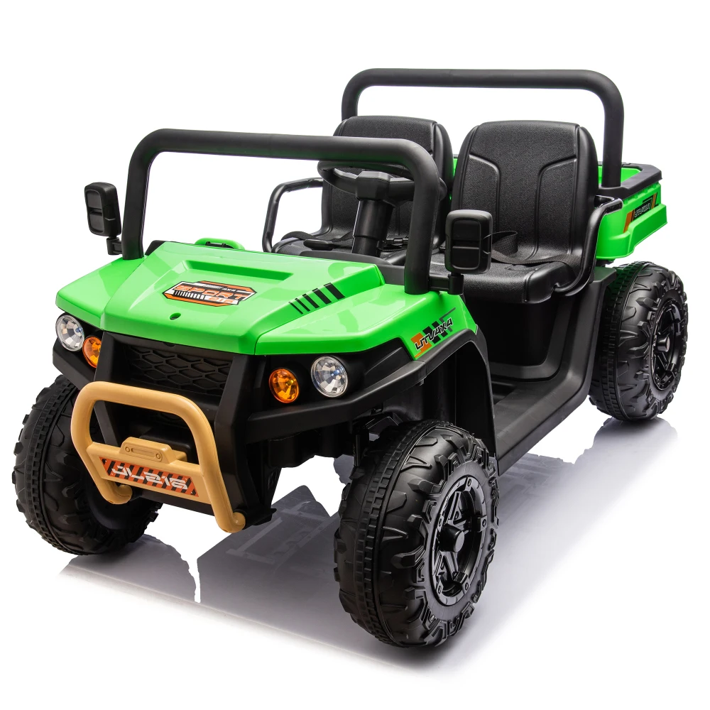 24V XXXL Kids Ride On UTV com controle remoto para pais, dois lugares, balde basculante automático, suspensão da roda traseira, início lento