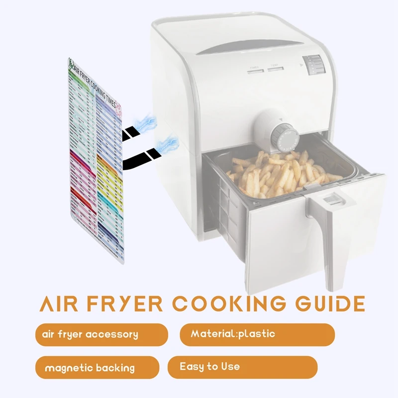 Air Fryer Accessories Cooking Time,Air Fryer Magnetic Cheat Sheet,Air Fryer Chart,Cooking&Frying Quick Reference Guide