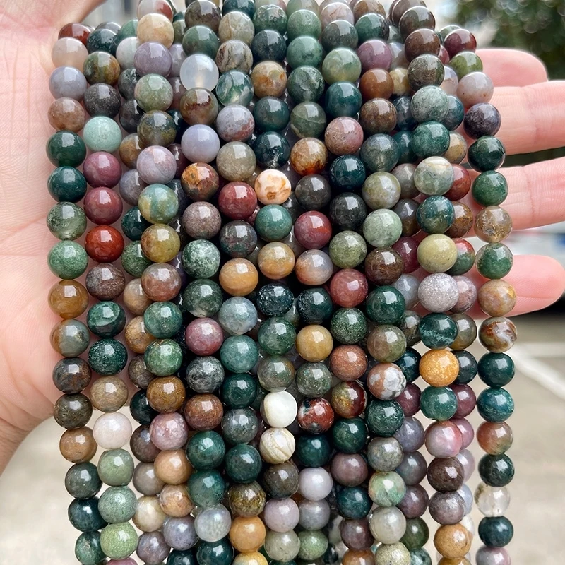 4 6 8 10mm Natural Stone Indian Agate Bead Polished Round Loose Spacer Bead For Jewelry Making DIY Necklace Bracelet Accessory