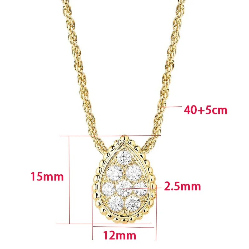 TFGLBU Trendy 2.5mm Full Moissanite Necklace for Women 18k Plated Lab Diamond Wedding Birthday Gift S925 Sterling Silver Jewelry