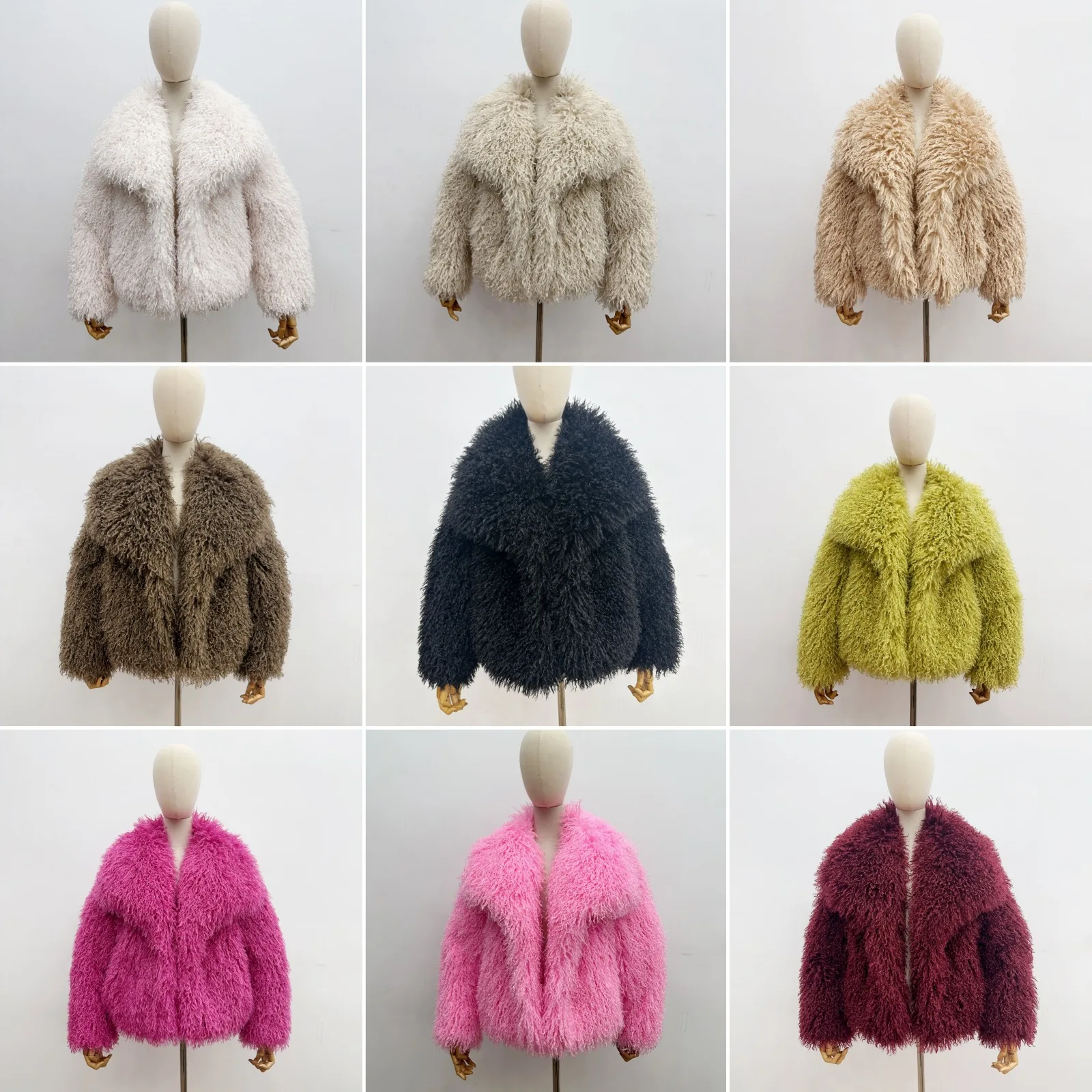 Faux Fur Jacket Short Fashion Warm Fuzzy Coat For Winter Green Black Beige White Camel