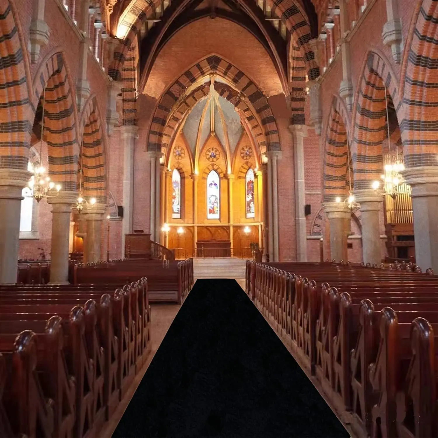 Anti Slip Black Aisle Carpet, Banquet Party Decoration,  Wedding Ceremony, Indoor and Outdoor, Church Worship Black Carpet, - view 3