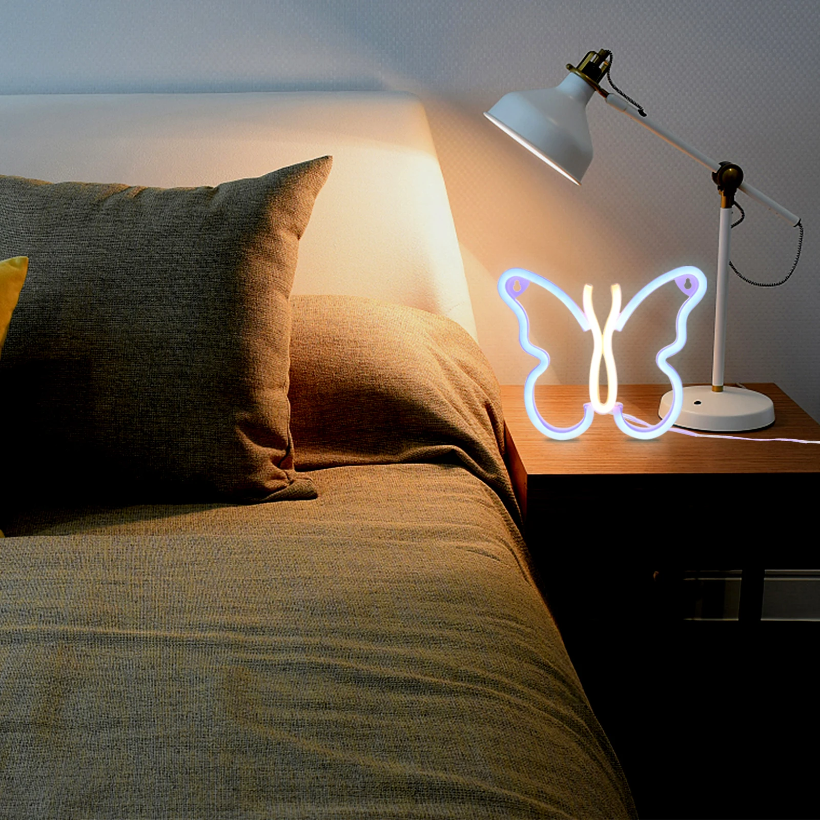 

LED Butterfly Plastic Night Light Decorative LED Modeling Glow Neon Table Lamp Bedroom Living Room Study Office Warm Lighting