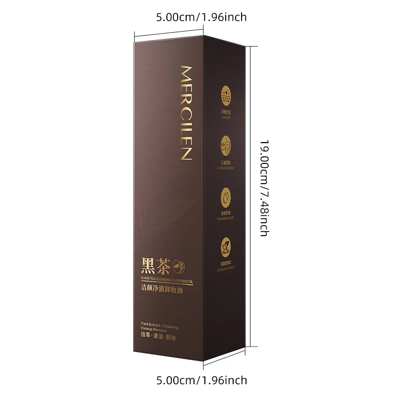 Mercilen Black Tea Cleansing and Clarifying Makeup Remover Oil 185ml, a Gentle Cleansing Oil Suitable for Sensitive Skin, Deeply Cleans Pores and Removes Impurities, Contains Camellia Seed Oil and Plant-Based Squalane, Suitable for Both Men and Women