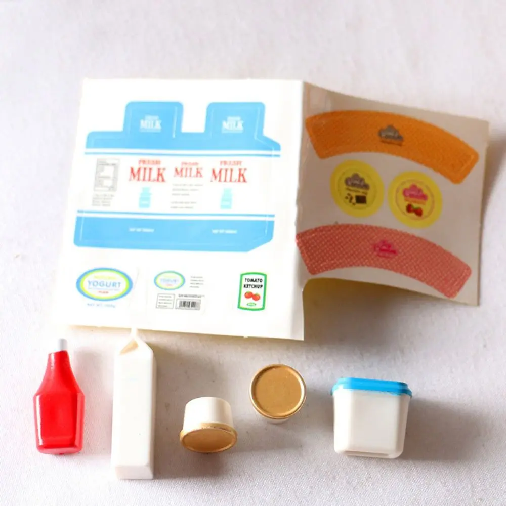 Simulation Dollhouse Tomato Sauce Decoration Resin Miniature Yogurt Model Pretend Play 1:12 Kitchen Food House Decor