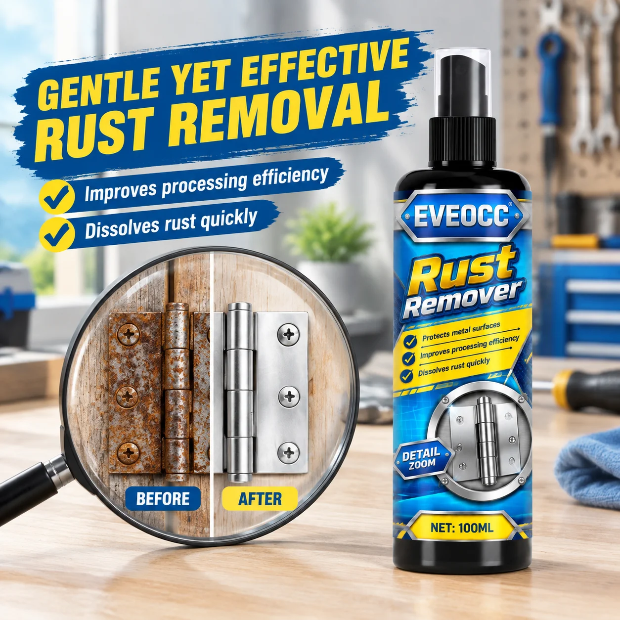 Motorcycle Bicycle Chain Rust Remover Spray Quick Remove Rust Protect Metal Surfaces 100ml