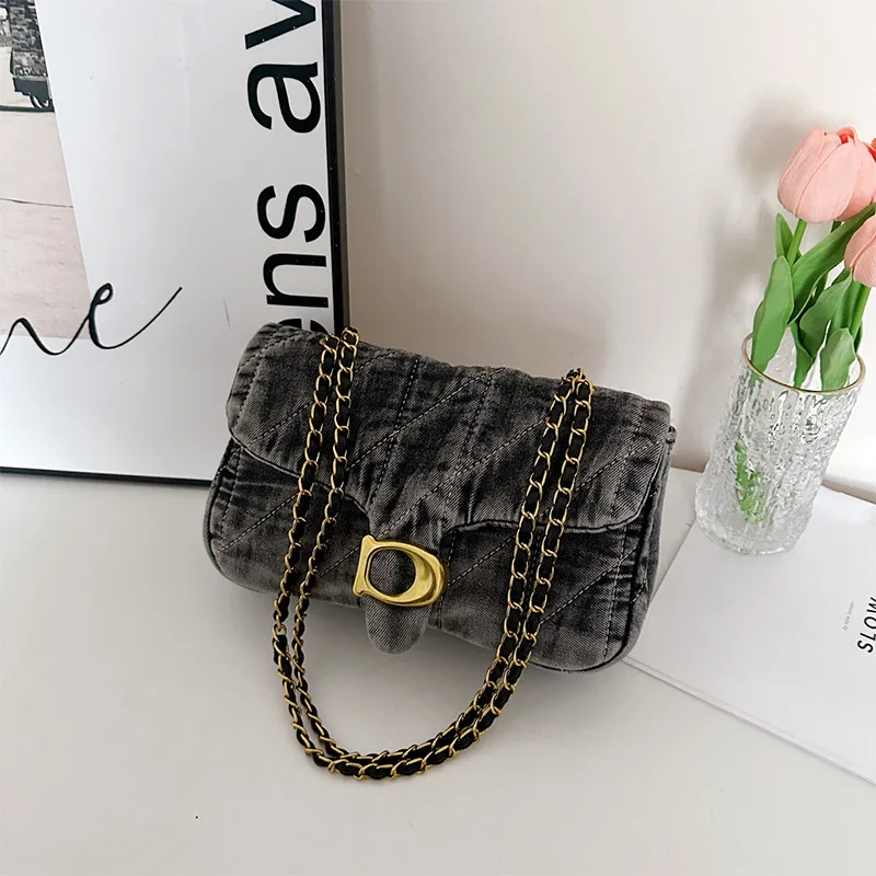 2025, neue Denim-Unterarmtasche im HK-Stil – ein Must-Have für Damen im Retro-Stil